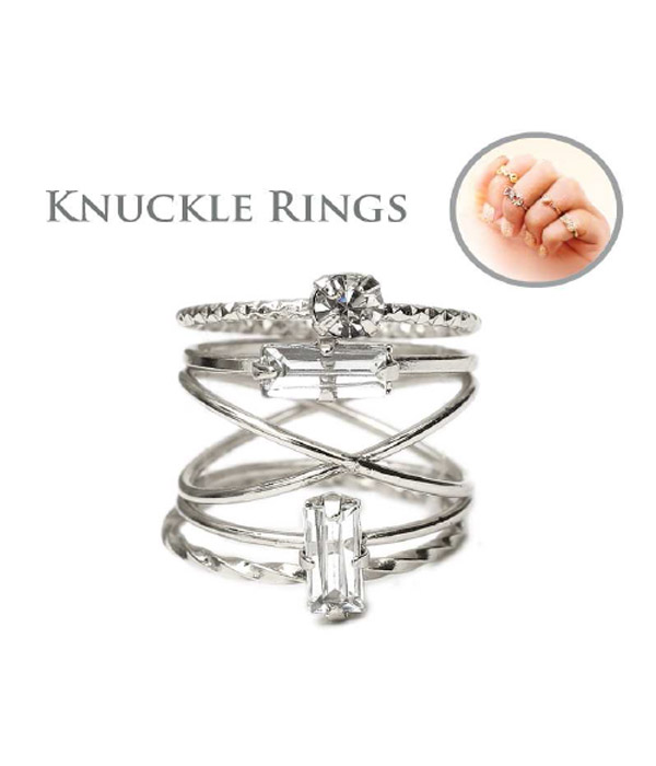 CRYSTAL MULTI STACKABLE KNUCKLE RING COMBO SET