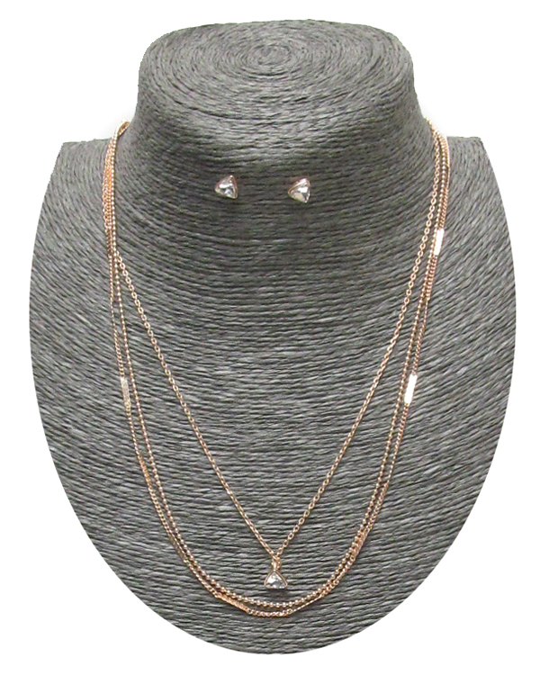 ETSY STYLE 3 LAYER CHAIN AND CRYSTAL NECKLACE SET