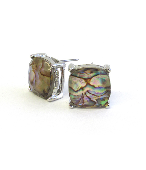 FACET STONE STUD EARRING - ABALONE
