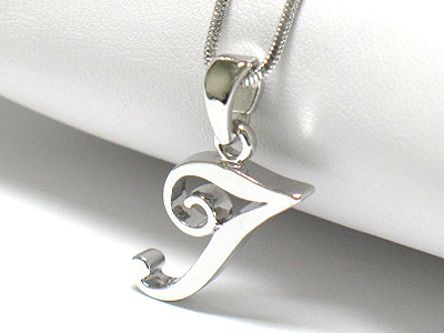MADE IN KOREA WHITEGOLD PLATING INITIAL PENDANT NECKLACE- T