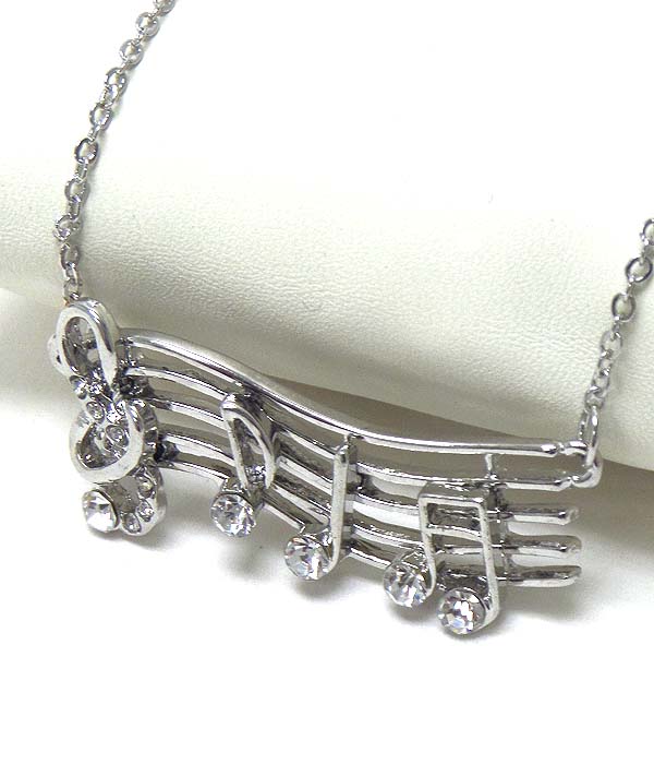CRYSTAL MUSIC NOTE PENDANT NECKLACE