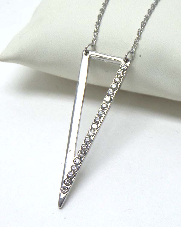 CRYSTAL ACCENT METAL TRIANGLE PENDANT NECKLACE