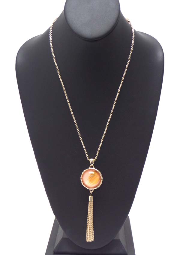 GLASS  BALL AND TASSEL DROP LONG NECKLACE