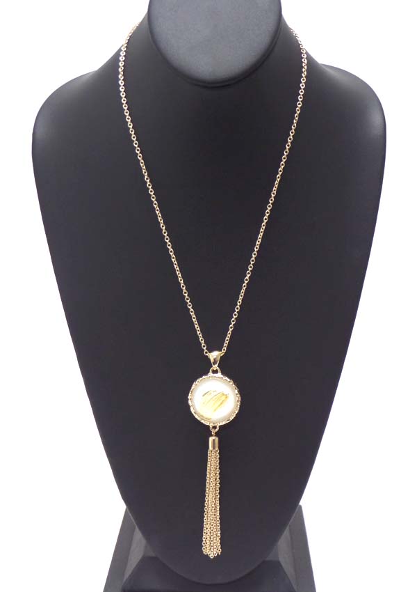 GLASS  BALL AND TASSEL DROP LONG NECKLACE