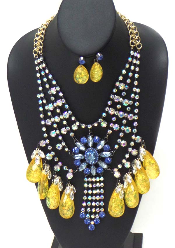 BOUTIQUE LUXURY CRYTAL STATEMENT NECKLACE EARRING SET