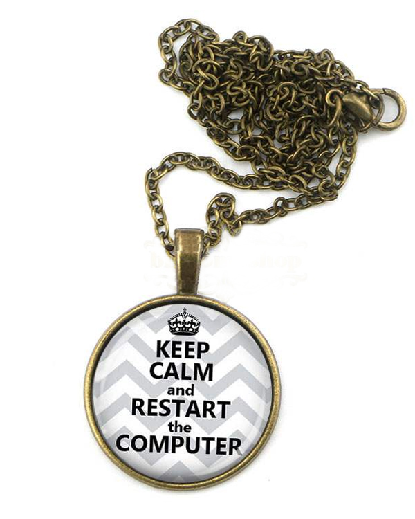 CABOCHON NECKLACE - KEEP CALM AND RESTART COMPUTER