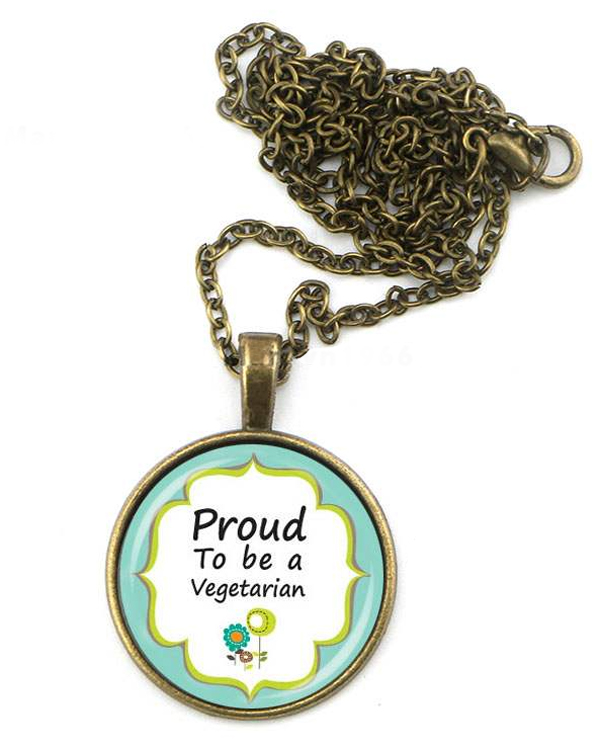 CABOCHON NECKLACE - PROUD TO BE A VEGETARIAN