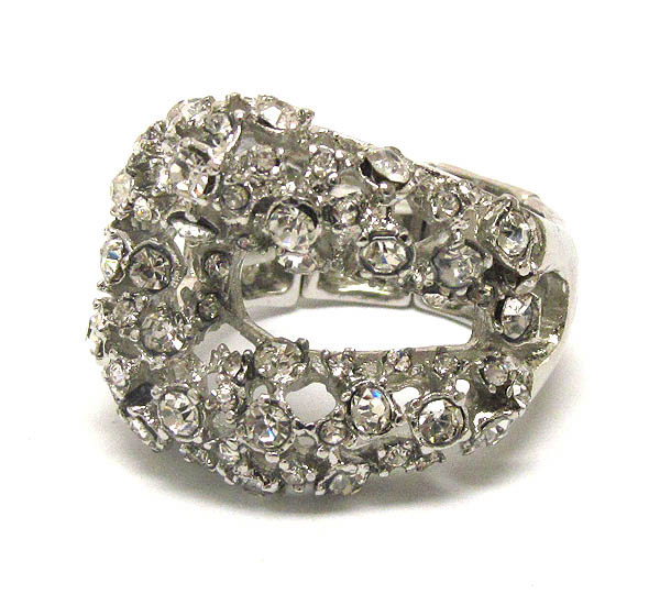 MULTI CRYSTAL ON LIQUIED METAL DESIGN STRETCH RING