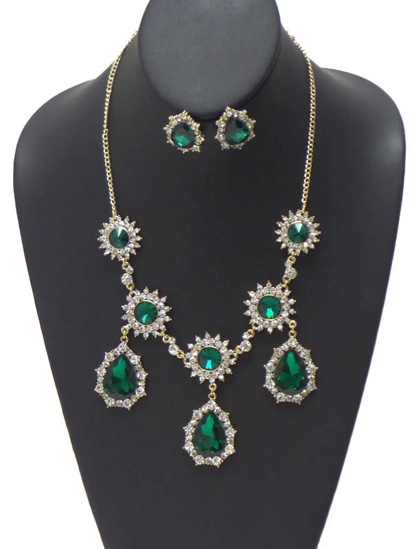 LUXURY AUSTRIAN CRYSTAL BOUTIQUE STATEMENT NECKLACE EARRING SET