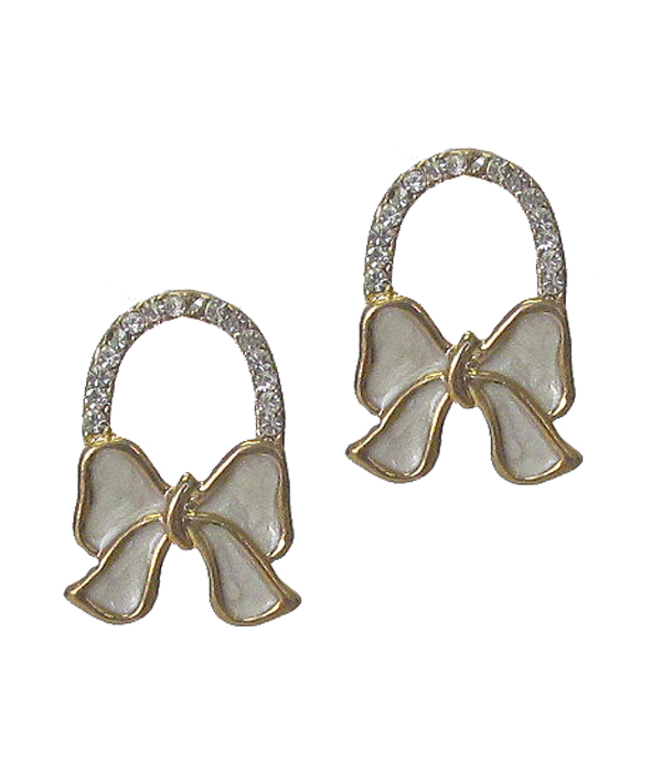 CRYSTAL AND EPOXY RIBBON STUD EARRING