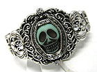 CRYSTAL STUD SKULL SCULTURED METAL STRETCH BRACELET - Wholesale Fashion Jewelry