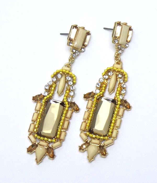 CRYSTAL AND ACRYLIC MIX DROP EARRING