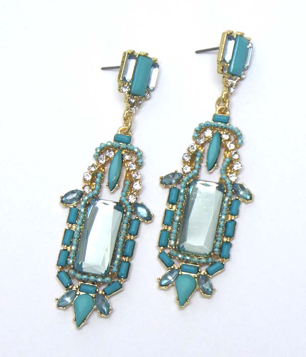 CRYSTAL AND ACRYLIC MIX DROP EARRING