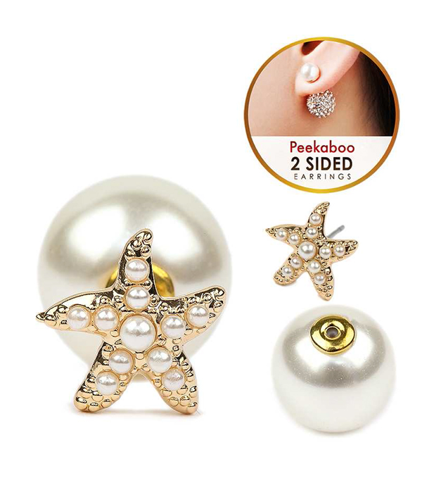 PEARL PAVE STARFISH DOUBLE SIDED FRONT AND BACK EARRING