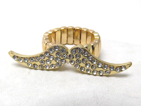 CRYSTAL DECO MUSTACHE STRETCH RING
