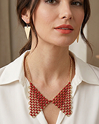 METAL COLLAR AND EPOXY DECO BIB NECKLACE EARRING SET