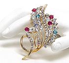 MULTI CRYSTAL DECO FLOWER BOUQUET BROOCH OR PIN