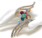 MULTI CRYSTAL DECO FLOWER BROOCH OR PIN