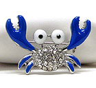 CRYSTAL AND EPOXY DECO CRAB BROOCH OR PIN