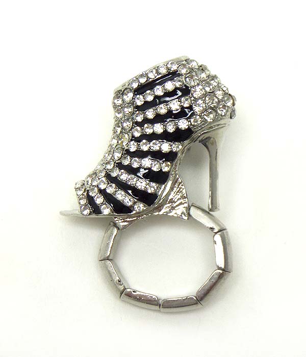 CRYSTAL AND EPOXY LADY SHOE STRETCH RING