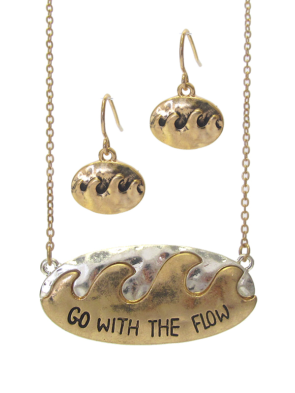 SEALIFE THEME MESSAGE PENDANT NECKLACE SET- GO WITH THE FLOW
