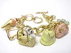 CRYSTAL STUD EPOXY WOMENS FASHION THEME MINIATURE CHARM TOGGLE BRACELET