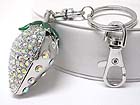 CRYSTAL STUD STRAWBERRY KEY CHAIN CHARM