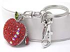 CRYSTAL STUD APPLE KEY CHAIN CHARM