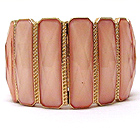 TEXTERED METAL MULTI RECTANGLE PATTERN GLASS STONE STRETCH BRACELET