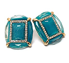 CRYSTAL DECO ON FACET ACRYLIC STONE STUD EARRING