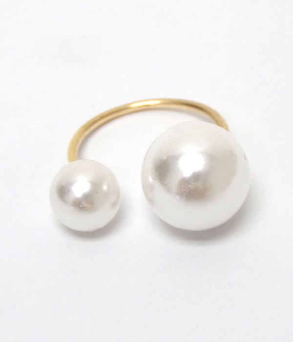 DOUBLE PEARL METAL RING 