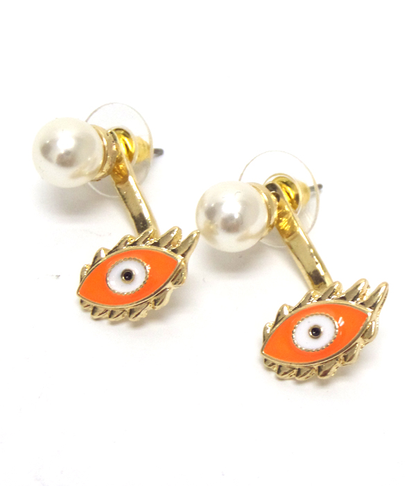NEON EPOXY EVILEYE FRONT AND BACK DOUBLE SIDED EARRING