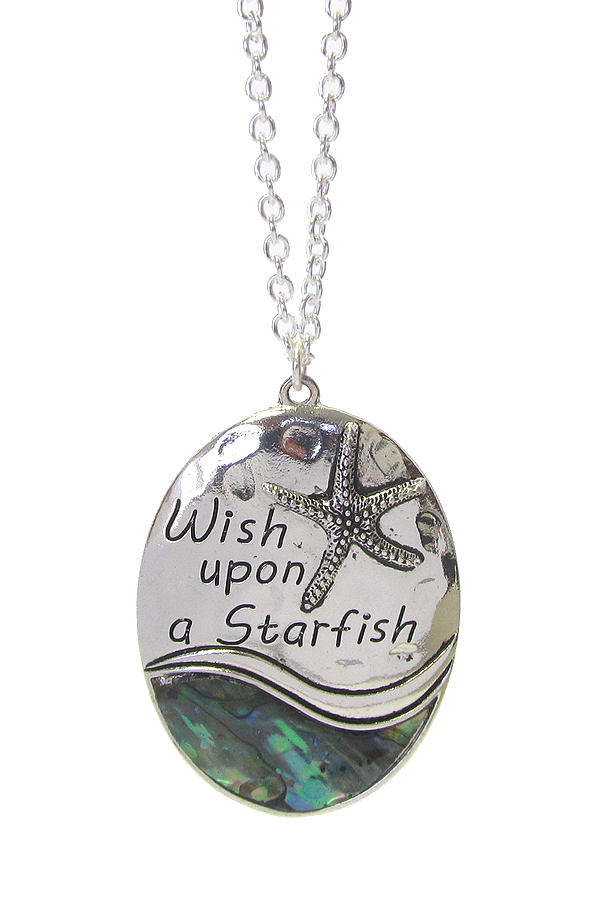 ABALONE SEALIFE PENDANT LONG NECKLACE - WISH UPON A STARFISH