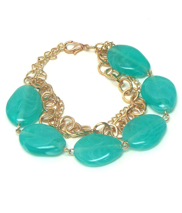 CHUNKY OVAL BEAD AND CHAIN MIX BRACELET