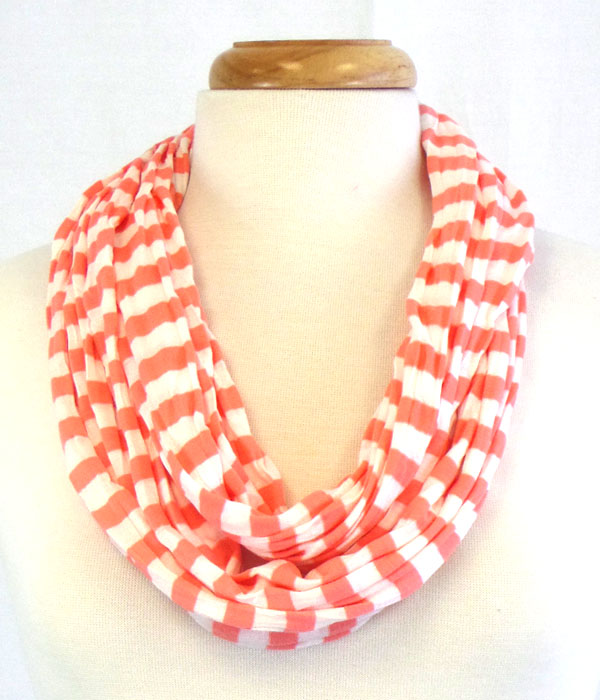 COTTON AND POLYESTER BLEND STRIPE PRINT INFINITY SCARF