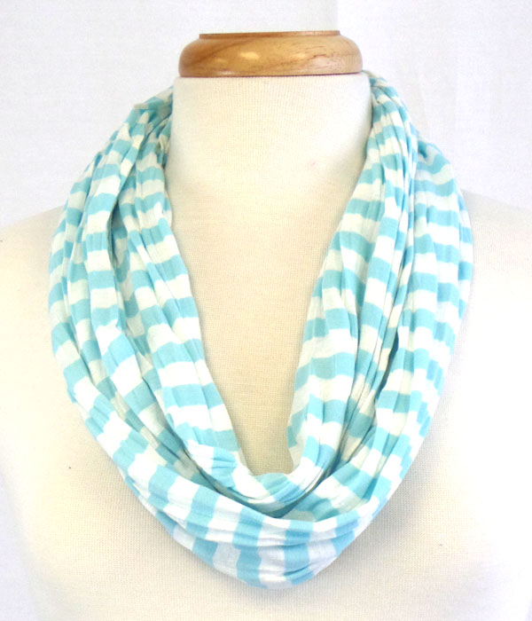 COTTON AND POLYESTER BLEND STRIPE PRINT INFINITY SCARF