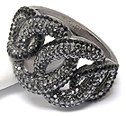 CRYSTAL PAVE METAL RING LINK HINGE BANGLE