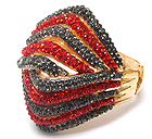 CRYSTAL PAVE MULTI LINE DECO HINGE BANGLE