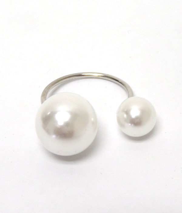 DOUBLE PEARL METAL RING
