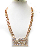 CRYSTAL DECO BLACK GIRLS ROCK MESSAGE PENDANT AND METAL CHAIN NECKLACE