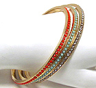 MULTI COLOR CRYSTAL STUD STACKABLE BANGLE BRACELET SET OF 3