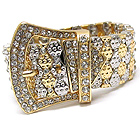 CRYSTAL AND TWO TONE BELT STRETCH BRACELET