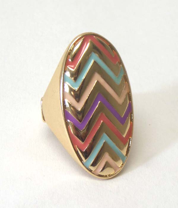 COLORED CHEVRON METAL STRETCH RING