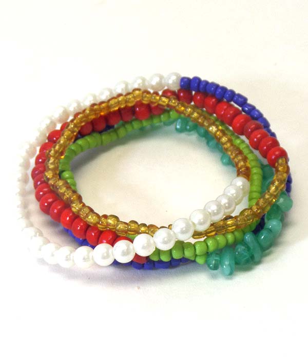 MIXED SEED BEAD STRETCH WRAP BRACELET OR NECKLACE