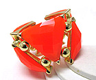 TRIANGLE FASHION COLORFUL ACRYL METAL CORNER PATERN AND METAL BALLS STRETCH BRACELET