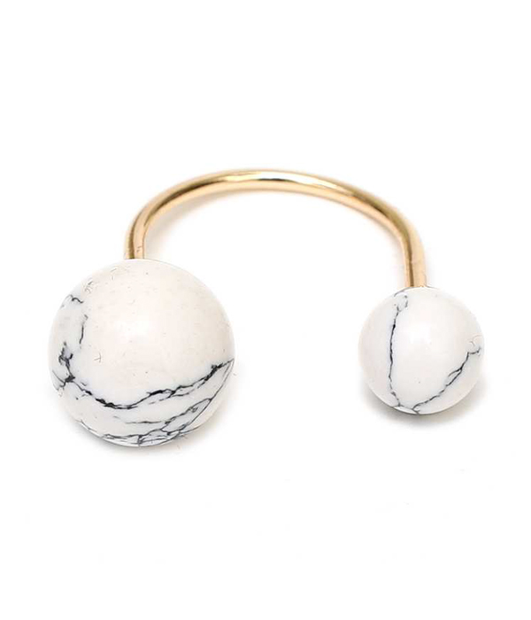 DOUBLE BALL STONE OPEN RING