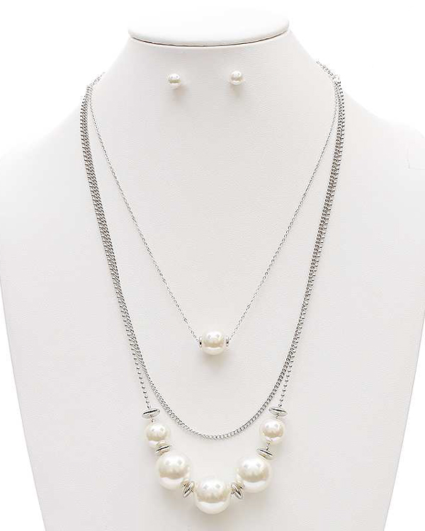3 LAYERED PEARL NECKLACE SET