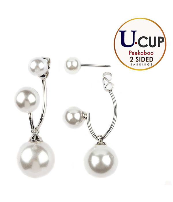 PEARL DROP DOUBLE SIDED FRONT AND BACK EARRING - U CUP