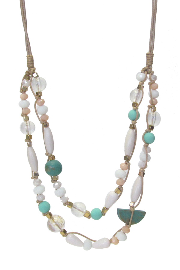 MULTI BEAD MIX DOUBLE LAYER NECKLACE