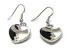 Wholesale Costume Jewelry - WHITE GOLD PLATING CRYSTAL BOUNDRY LINE EPOXY TWO TONE HEART EARRING